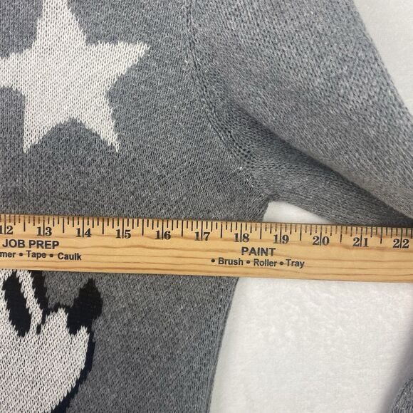 Disney x Chaser Mickey Mouse Graphic Sweater Womens Medium Gray Scoop Neck - Picture 4 of 7